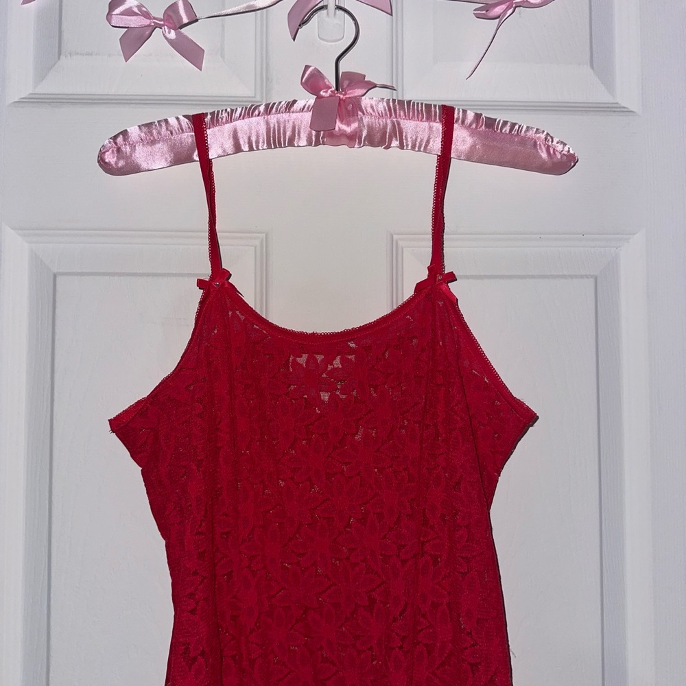red Lacey slip dress